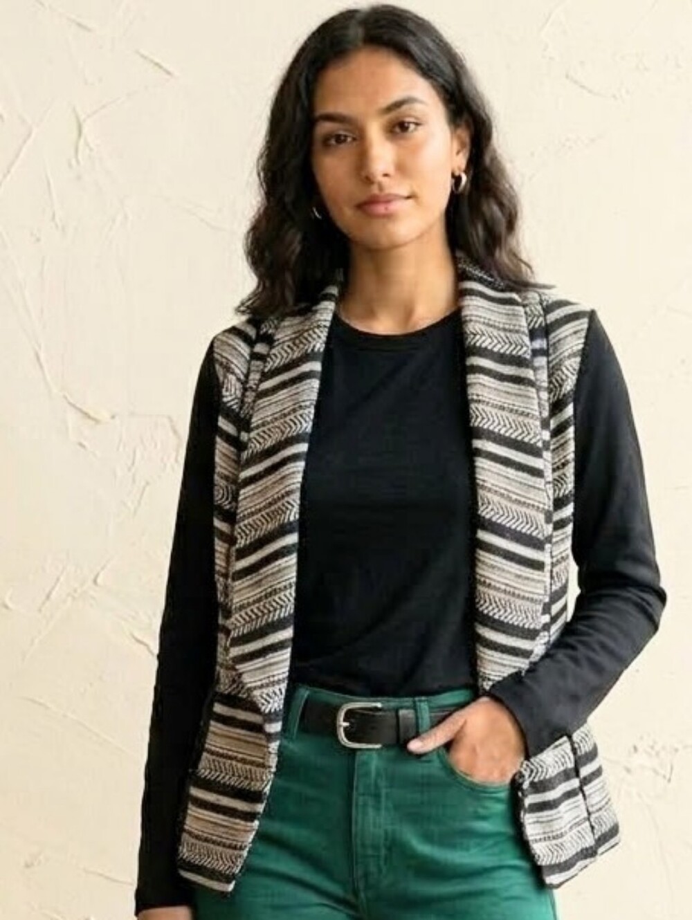 Mixed-Media Ricki's Open Front Jacket